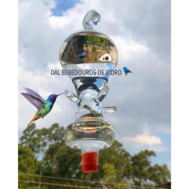 Imagem de Bebedouro de vidro golfier 04 saídas para beija flor e pássaros ar liv