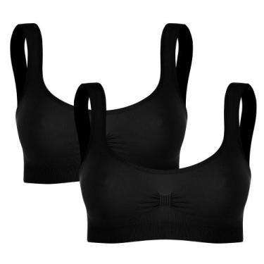 Imagem de Kit Com 2 Top Liso Básico Sem Bojo E Sem Costura Feminino Adulto Trifi