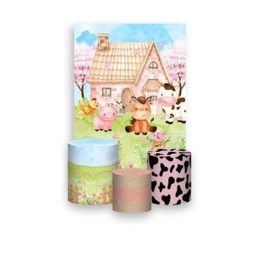 Imagem de Painel De Festa Vertical 1,50 x 2,20 + Trio De Capas Cilindro - Fazend