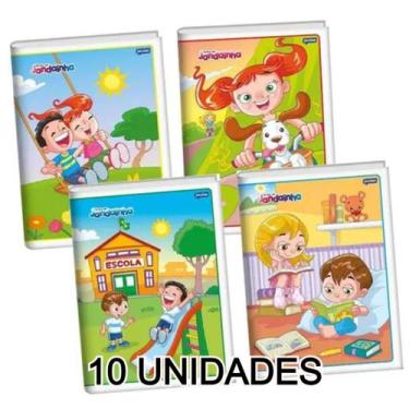 Imagem de Kit 10 Cadernos Brochurão 80 Folhas Capa Flexível Estampas - Materiais