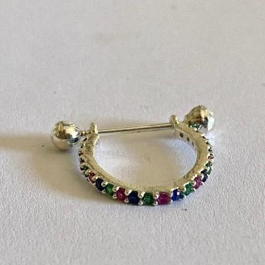 Imagem de Piercing Conch Prata 925 Argola Cravejada 15mm Garantia - MPJoias, Col