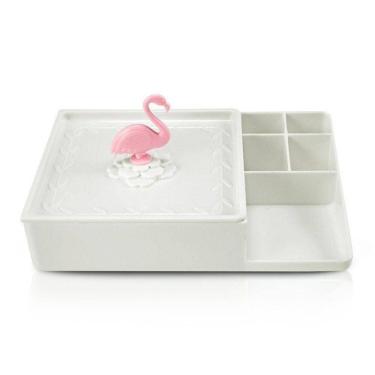 Imagem de Organizador Multiuso Flamingo De Mesa Lifestyle Jacki Design Branco