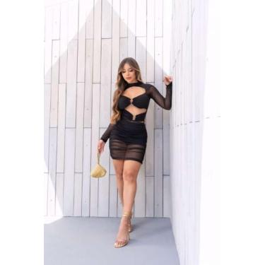 Imagem de Vestido midi lucrecia 3 peça tendência feminina - kataleya moda, Preto