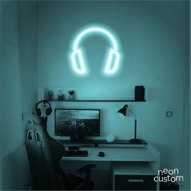 Imagem de luminaria letreiro Neon Led Fone De Ouvido 80x80 luminoso decoração p/