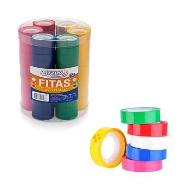 Imagem de Fita adesiva colorida durex para decoração, artesanato, enfeite - brw