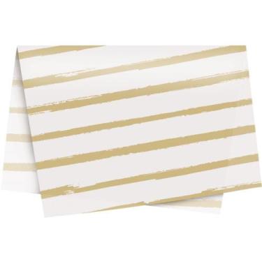 Imagem de Papel Folha de Seda Listras Aquarela Ouro 49X69 PCT com 50 - Cromus