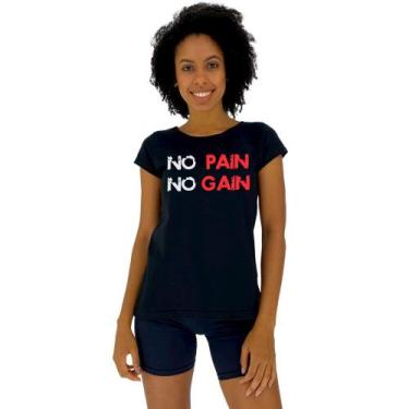 Imagem de Camiseta Babylook Feminina MXD Conceito No Pain No Gain Letreiro, Femi