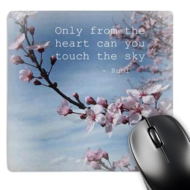 Imagem de 3dRose Mouse pad LLC 20,3 x 20,3 cm x 0,65 cm, citações inspiradoras Zen Flor de cerejeira Rumi Floral Wisdom (mp_30863_1)