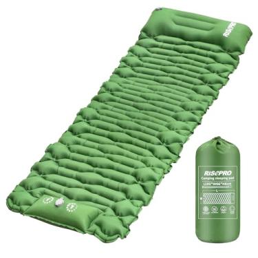Imagem de RISEPRO Colchão de ar de almofada de dormir para acampamento - inflável ultraleve design ergonômico compacto airpad mochila caminhadas atividades ao ar livre verde