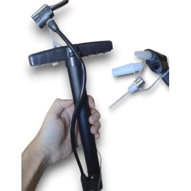 Imagem de Bomba de ar para encher pneu de bicicleta; bike; inflar; manual, bola, infláveis, carrinho de mão, kit de bicos diferentes. (Preto)