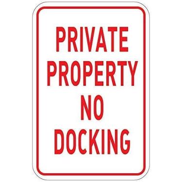 Imagem de Lilyanaen Novo sinal de metal placa de alumínio propriedade privada sem ancoragem para exterior e interior 30,5 cm x 20,3 cm