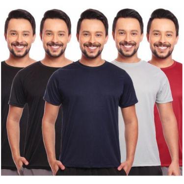 Imagem de Kit 5 Camisas Básicas Masculina Dry Fit Lisa Tradicional - MC Digital,