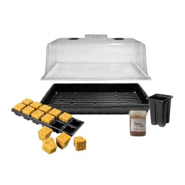 Imagem de Estufa de Germinação e Clonagem + Sela Gel 100ml + Bandeja com Lã de Rocha 12 unidades + 12 Vasos