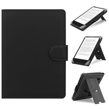 Imagem de HoYiXi Capa universal compatível com Kobo/Pocketbook/TolinoKindle Paperwhite/Kobo Clara HD/Kobo Clara HD/Kobo Clara 2E capa com suporte de couro para e-book eReader de 6 a 6,8 polegadas, preta