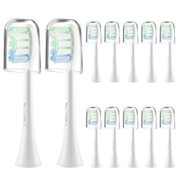 Imagem de Cabeça de escova de substituição compatível com escova de dentes elétrica Phillips Sonicare, para cabeças de escova de dentes elétrica Philips Sonicare (branca, 12 peças)