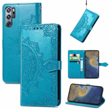 Imagem de Tuxiwei Capa carteira de couro PU Red Magic 9Pro, capa Nubia RedMagic 9 Pro+ Plus, carteira com padrão mandala em relevo [porta-compartimentos para cartão de crédito/identidade], fivela magnética com