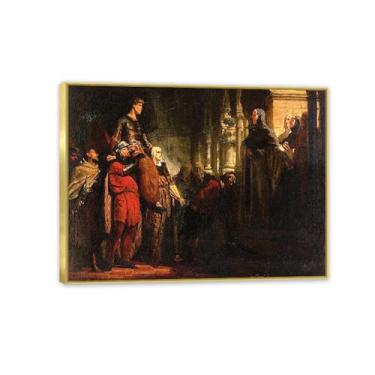 Imagem de MOBYAT Moldura dourada Retorno triunfal de Sir Willem por Lawrence Alma Tadema Impressões, reprodução de pintura a óleo, impressão giclée em tela, arte de parede pronta para pendurar para decoração de