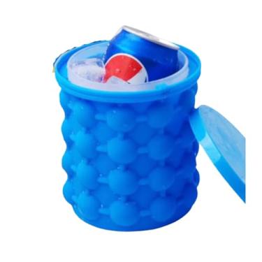 Imagem de Balde de Gelo em Silicone com Tampa, Azul, Capacidade para 120 Cubos