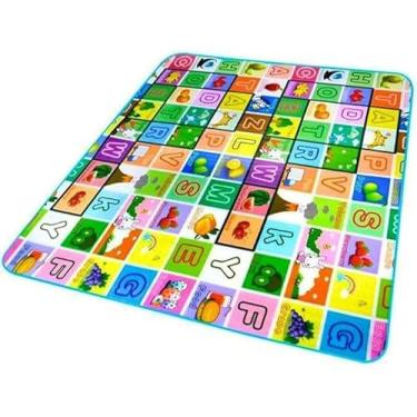 Imagem de Tapete Infantil De Atividades Macio Dupla Face Termico Dobravel Colorido Estampas Divertidas 90x120cm