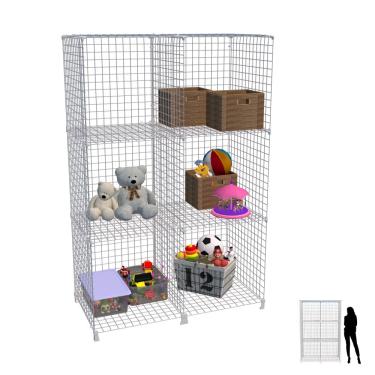 Imagem de Estante de Aço Aramado 6 Nichos com 60cm Casulos Grandes Prateleira Organizador Loja Casa 1,85m Branco