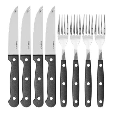 Imagem de Faqueiro Jogo Talheres Churrasco Jumbo Inox 8 Peças Preto