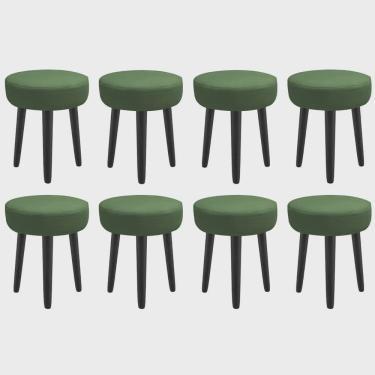 Imagem de Kit 08 Banqueta Alta Julia Industrial 55cm Pé Palito Preto Suede Verde - Ahz Móveis