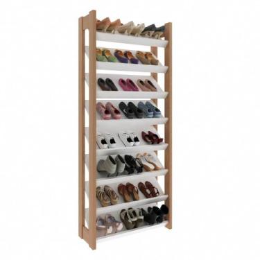 Imagem de Estante Armário Alta Multiuso 8 prateleiras AZ1006 Amêndoa/Branco - Te