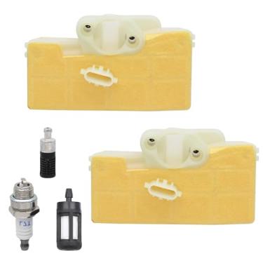Imagem de NIMTEK Pacote com 2 filtros de ar MS290 MS390 com vela de ignição kit de ajuste de filtro de combustível para STHIL MS 029 039 MS290 MS310 MS390 substituição de motosserra 1127 120 1621 1127 120 1620