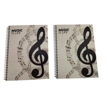 Imagem de Caderno Musica 80 Folhas Capa Dura Music Is Life 02 Unidades - Animati