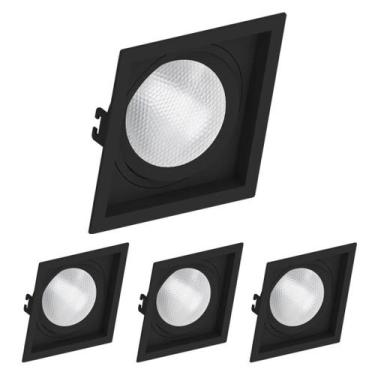 Imagem de 4 Spot Embutir Recuado Par30 E27 Preto Save Energy Quadrado