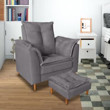 Imagem de Poltrona Luxo Para Amamentação Mães Descanso Com Puff para Sala Quarto