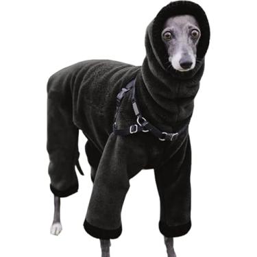 Imagem de Macacão De Inverno Para Cão Flanela De Dupla Face Com Gola Alta Casaco Para Animais De Estimação Médio Grande Quente Jaqueta De Pelúcia De Quatro Pernas Para Galgos Salukis Lurc, burgundy, M