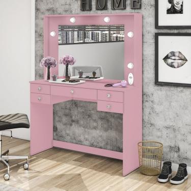 Imagem de Penteadeira 5 Gavetas 117cm Movelbento Rosa