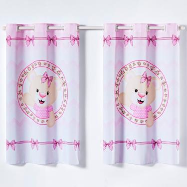 Imagem de Cortina Kids Infantil Varão Tecido Oxford 2,00M X 1,30M - Ursinha Rosa