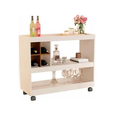 Imagem de Aparador Bar Buffet Para Sala Com Adega E Rodízios 4050 E&A (Perola/Nature)