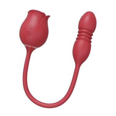 Imagem de Rosa Sugador de Clitóris e Vibrador Vai e Vem 10 Modos de Vibração em Silicone Recarregável