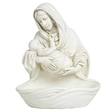 Imagem de Grace4Joy Porta-terço da Virgem Maria, estátua de Madonna e Criança de 15 cm, decoração de casa católica, estátua de mãe abençoada pintada à mão, presentes religiosos