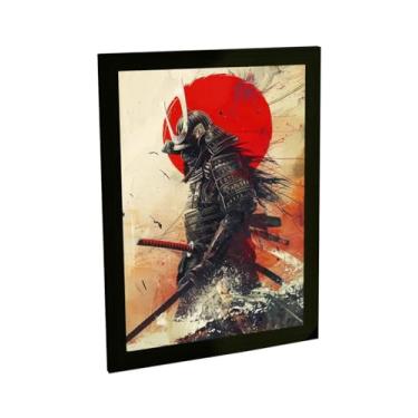 Imagem de Quadro Decorativo Samurai E Dragão Ilustração Tinta Decoração Poster Quarto Sala