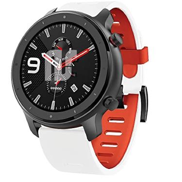 Imagem de Pulseiras NSmart compatíveis com Amazfit GTR 47MM / GTR 2 / GTR 2e / GTR 3 / GTR 4 (Branco com laraja - Tangerina)