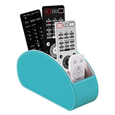Imagem de Caixa organizadora de suporte de controle remoto com 5 compartimentos de couro sintético multifuncional para escritório, armazenamento de TV, controle remoto para reprodutor de mídia, pincel, lápis