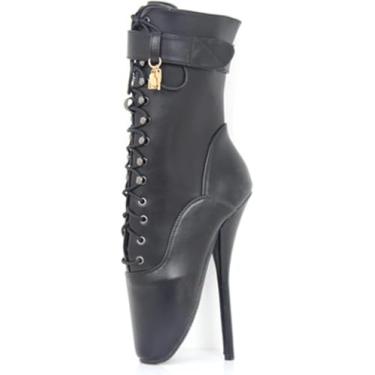 Imagem de Couro Feminino 18 Centímetros Kle Botas Saltos Finos Dedo Do Pé Pontudo Zíper Com Bloqueio De Desgaste Botas, A, 43 EU