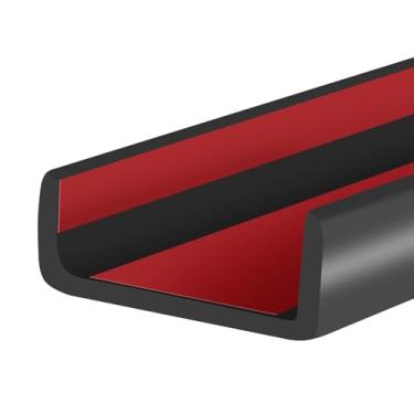 Imagem de Protalwell Guarnição De Borracha, Protetor Canal Em U Autoadesivo Para Portas Internas, Madeira, Faixa Flexível Removível E Colável, Canto Móveis, Encaixe 1-3/8" (35 Mm), 20 Pés, Preto