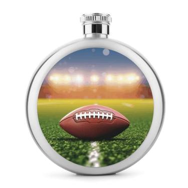 Imagem de Cantil de aço inoxidável, balão de bolso com impressão de bola de futebol americano, garrafa de anca, garrafa de viagem, portátil, garrafa de licor portátil