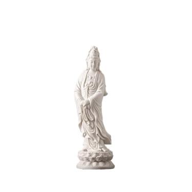 Imagem de Estátua de Feng Shui Estátua de Buda branca pura, decoração em pé na sala de estar, hall de entrada, escritório, decoração Zen e Feng Shui Decoração de Buda