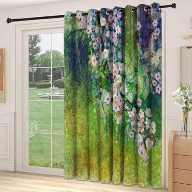 Imagem de Divisória de parede de cortina divisória para sala de flores, pintura tradicional multicolorida japonesa de pétalas de árvore Sakura com pétalas de grama, cortinas largas isoladas/cortinas de quarto