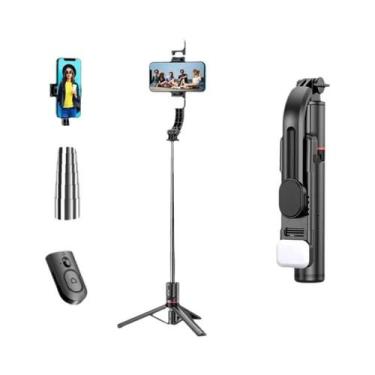 Imagem de Bluetooth Selfie Stick 1160mm Tripé De Luz Dupla Com Controle Remoto P