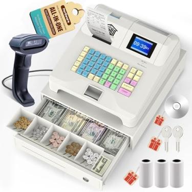 Imagem de Atualize a caixa registradora para pequenas empresas com scanner de código de barras, caixas registradoras eletrônicas com gaveta de dinheiro Checkport, impressão de recibo integrada para loja