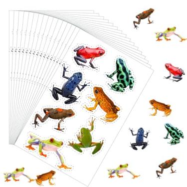 Imagem de AmazingSpark 12 Sheets Rainforest Frogs Stickers Realistic Vibrant Colors Amphibians Animal Stickers for Poison Dart Frogs Lover Trading Collecting Homework Water Bottles Scrapbooks Crafts Favors