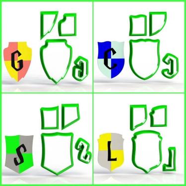 Imagem de Cortador Harry Potter - Kit 4 Escudos Casas Modulares Tamanho 7 Cm