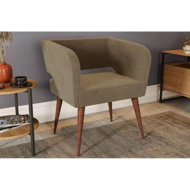 Imagem de Poltrona Decorativa p/ Sala Antara Carvalho/Boucle Cinza - Kappesberg